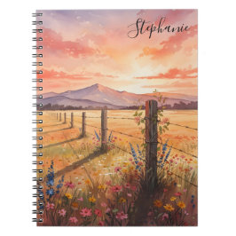 Personalized Sunset Wildflower Journal Notebook ノートブック