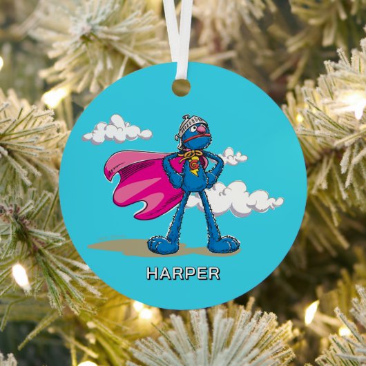 Personalized Super Grover | Custom Name & Photo メタルオーナメント (インサイチュ)