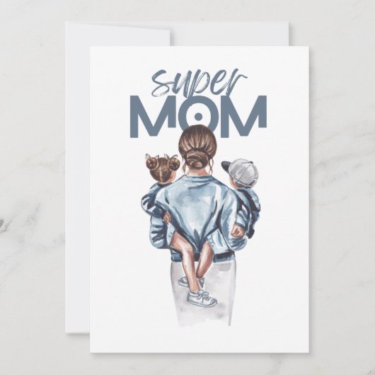 Personalized Super Mom with Son and Daughter Gift  (正面)