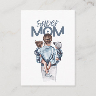 Personalized Super Mom with Son and Daughter Gift  エンクロージャーカード