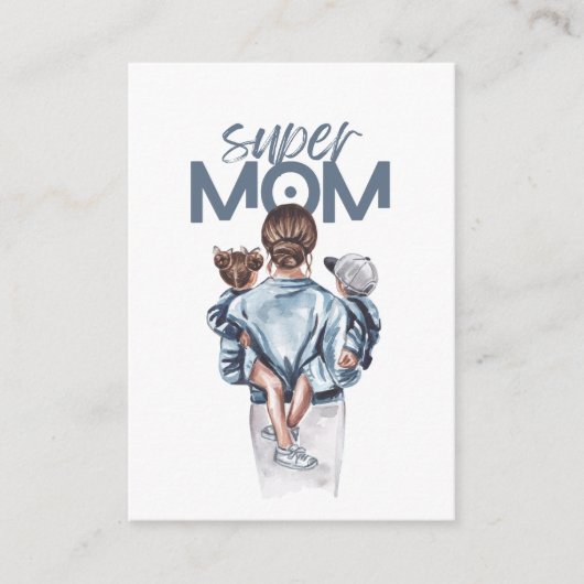Personalized Super Mom with Son and Daughter Gift エンクロージャーカード (正面)