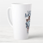 Personalized Super Mom with Son and Daughter Gift カフェラテマグ (左アングル)