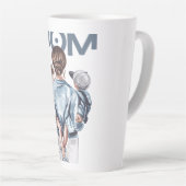 Personalized Super Mom with Son and Daughter Gift カフェラテマグ (右アングル)