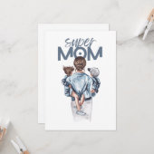 Personalized Super Mom with Son and Daughter Gift カード (正面/裏面インサイチュ)