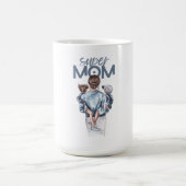 Personalized Super Mom with Son and Daughter Gift コーヒーマグカップ (中央)