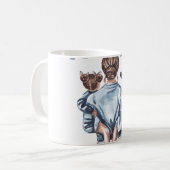 Personalized Super Mom with Son and Daughter Gift コーヒーマグカップ (正面左)