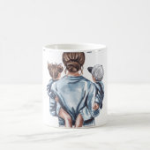 Personalized Super Mom with Son and Daughter Gift コーヒーマグカップ (中央)