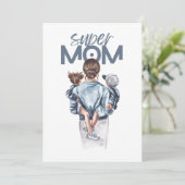 Personalized Super Mom with Son and Daughter Gift シーズンカード (スタンド正面)
