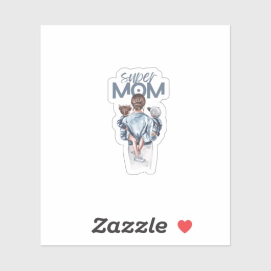 Personalized Super Mom with Son and Daughter Gift シール (シート)