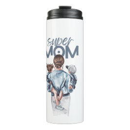 Personalized Super Mom with Son and Daughter Gift タンブラー