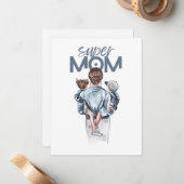 Personalized Super Mom with Son and Daughter Gift ノートカード (正面/裏面インサイチュ)