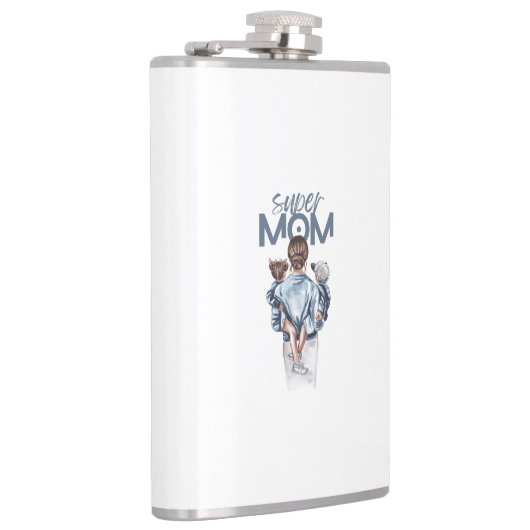 Personalized Super Mom with Son and Daughter Gift フラスク (右)
