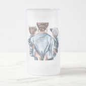 Personalized Super Mom with Son and Daughter Gift フロストグラスビールジョッキ (中央)