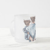 Personalized Super Mom with Son and Daughter Gift フロストグラスマグカップ (正面左)
