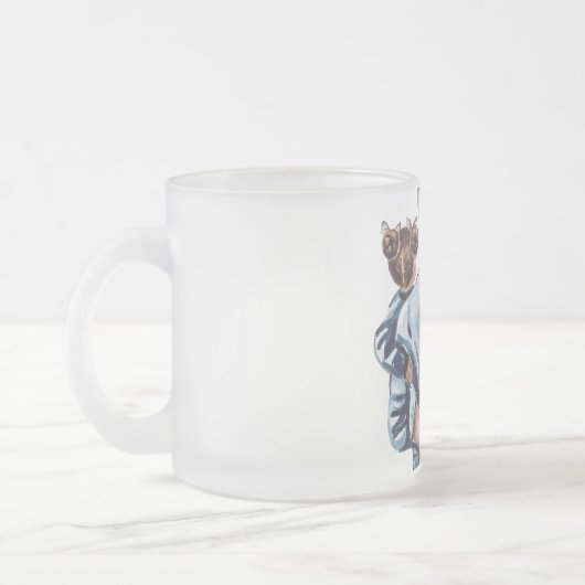 Personalized Super Mom with Son and Daughter Gift フロストグラスマグカップ (左)