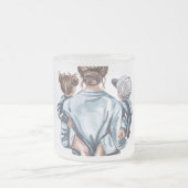 Personalized Super Mom with Son and Daughter Gift フロストグラスマグカップ (中央)