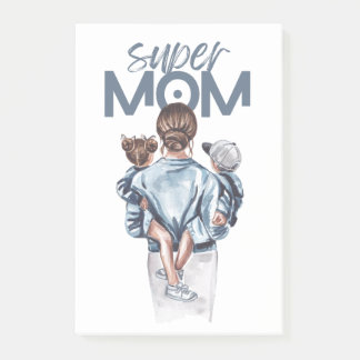 Personalized Super Mom with Son and Daughter Gift  ポストイット