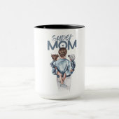 Personalized Super Mom with Son and Daughter Gift マグカップ (中央)