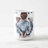 Personalized Super Mom with Son and Daughter Gift モーフィングマグカップ (中央)