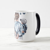 Personalized Super Mom with Son and Daughter Gift モーフィングマグカップ (正面右)