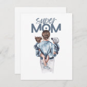 Personalized Super Mom with Son and Daughter Gift 招待状 (正面/裏面)