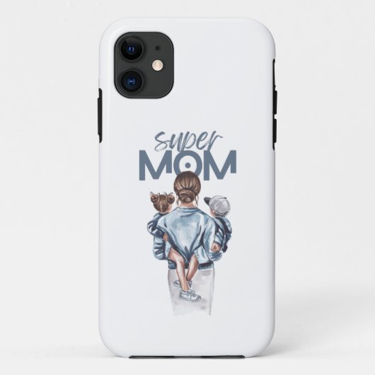 Personalized Super Mom with Son and Daughter Gift Case-Mate iPhoneケース (裏面)