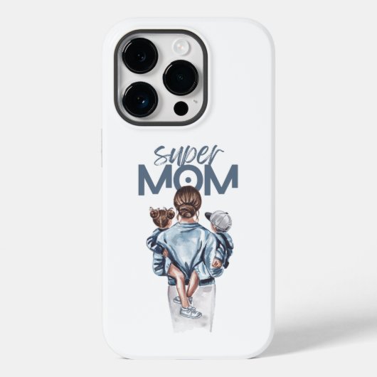 Personalized Super Mom with Son and Daughter Gift Case-Mate iPhoneケース (裏面)