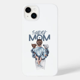 Personalized Super Mom with Son and Daughter Gift Case-Mate iPhone 14 Plusケース
