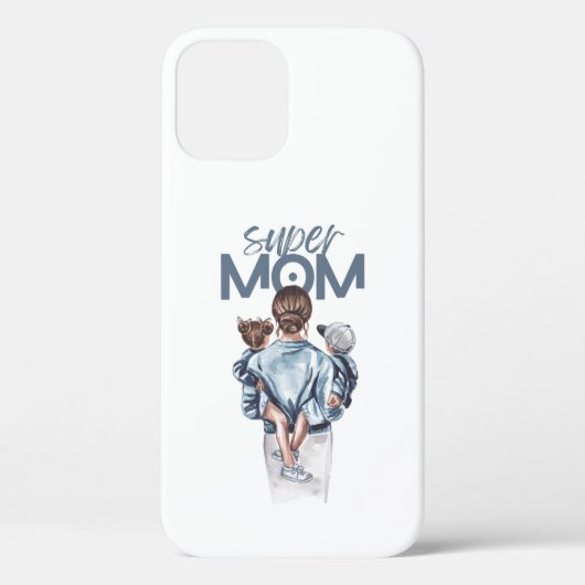 Personalized Super Mom with Son and Daughter Gift Case-Mate iPhoneケース (裏面)