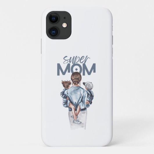 Personalized Super Mom with Son and Daughter Gift Case-Mate iPhoneケース (裏面)