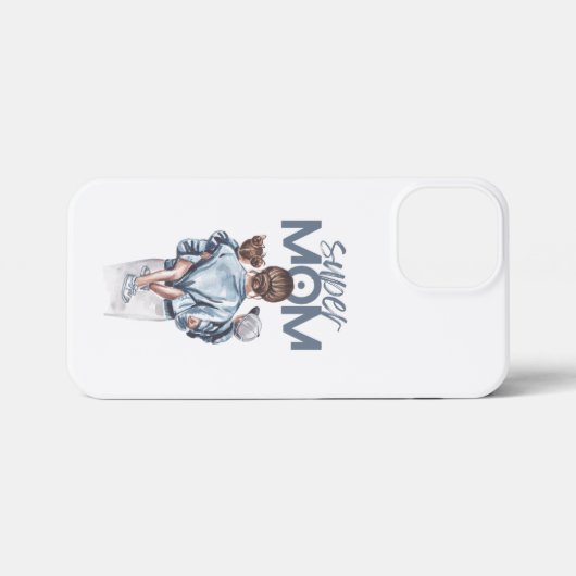 Personalized Super Mom with Son and Daughter Gift iPhoneケース (裏面横)