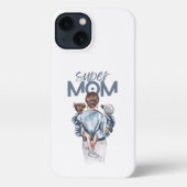 Personalized Super Mom with Son and Daughter Gift iPhoneケース (裏面)