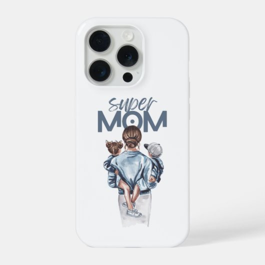 Personalized Super Mom with Son and Daughter Gift iPhoneケース (裏面)