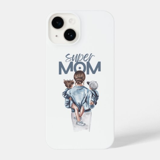 Personalized Super Mom with Son and Daughter Gift iPhoneケース (裏面)