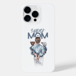 Personalized Super Mom with Son and Daughter Gift iPhone 14 Pro Maxケース