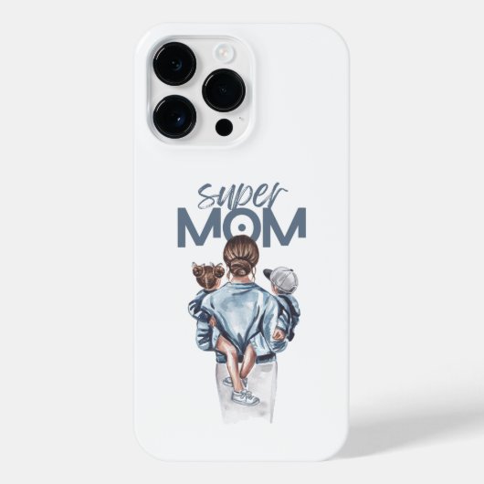 Personalized Super Mom with Son and Daughter Gift iPhoneケース (裏面)