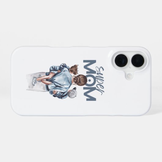 Personalized Super Mom with Son and Daughter Gift iPhone 16ケース (裏面横)