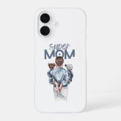 Personalized Super Mom with Son and Daughter Gift iPhone 16ケース (裏面)