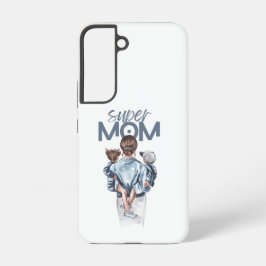 Personalized Super Mom with Son and Daughter Gift Samsung Galaxy S22ケース