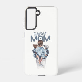 Personalized Super Mom with Son and Daughter Gift Samsung Galaxy S21ケース
