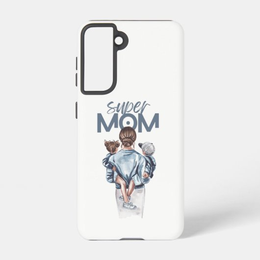 Personalized Super Mom with Son and Daughter Gift Samsung Galaxyケース (裏面)