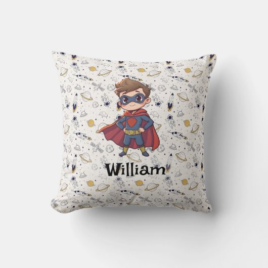 Personalized Superhero Name Pillow - Kids Pillow クッション (正面)