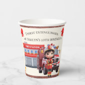 Personalized Sustainable Kawaii Girl Firefighter 紙コップ (正面)