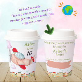 Personalized Sustainable Red Airplane Birthday 紙コップ