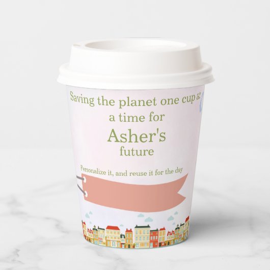 Personalized Sustainable Red Airplane Birthday 紙コップ (裏面)