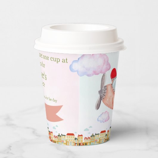 Personalized Sustainable Red Airplane Birthday 紙コップ (右)