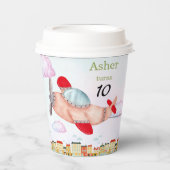 Personalized Sustainable Red Airplane Birthday 紙コップ (正面)