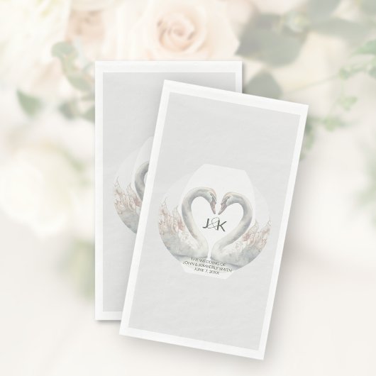 Personalized Swan Wedding Paper Napkins