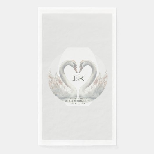 Personalized Swan Wedding Paper Napkins (正面)