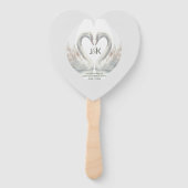 Personalized Swan Wedding Program Hand Fans ハンドファン (正面)